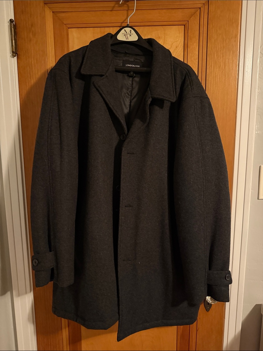 London Fog Men's Dark Charcoal Single-Breasted Pea Coat